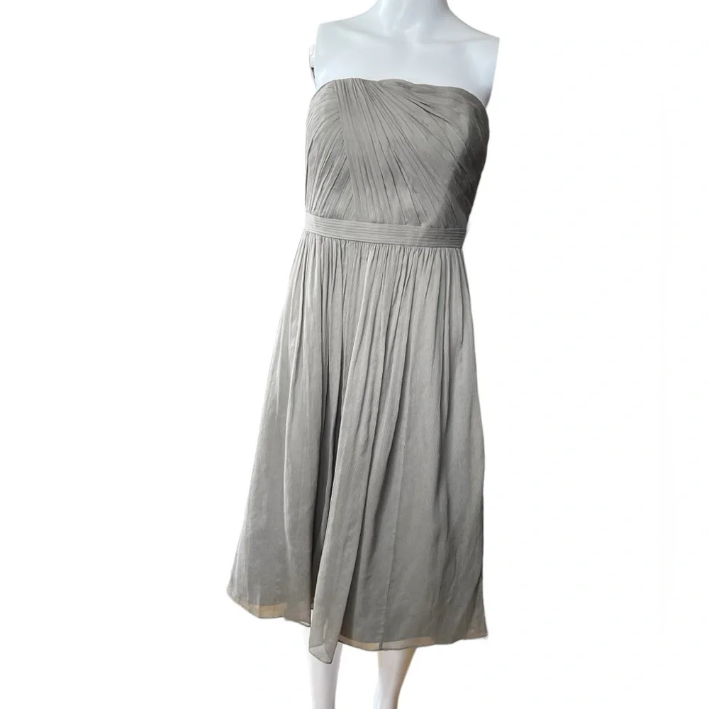 J. Crew - Womens Grey Silk Strapless Dress Sz 2